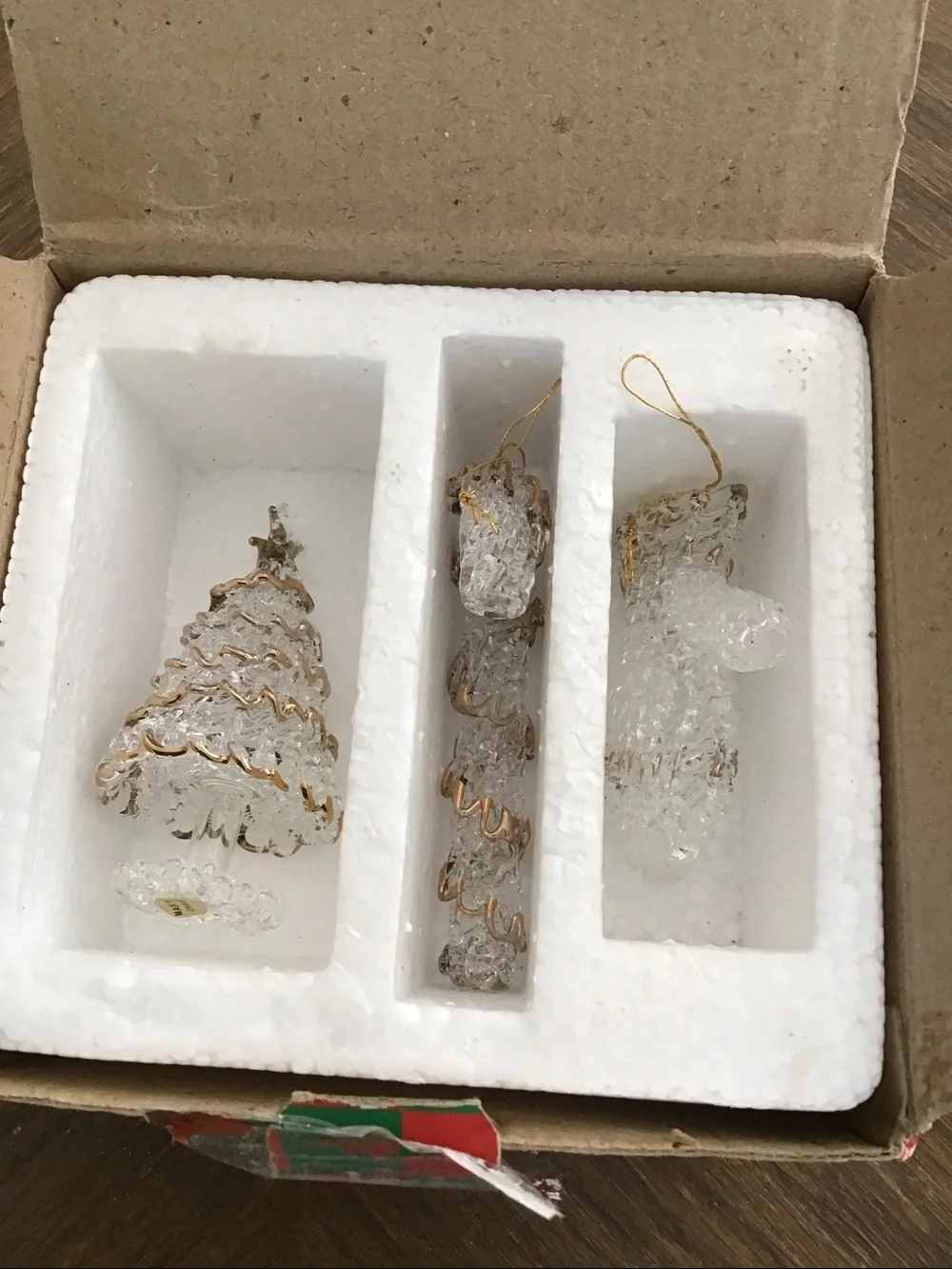 Vintage set features hand-spun glass Christmas tree ornaments
